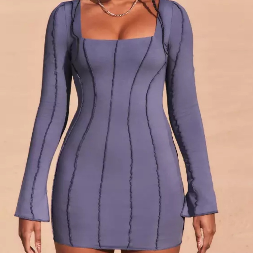 Oh polly exposed seam square neck mini dress